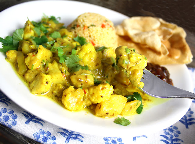 Oppskrift Hjemmelaget Indisk Gryte Aloo Gobi Masala Krydder Potet Blomkål